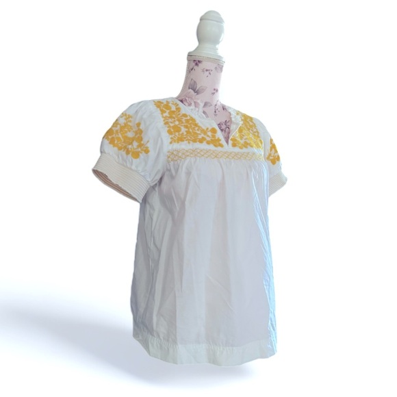 J. Crew White and Yellow Embroidered Blouse - Picture 2 of 3
